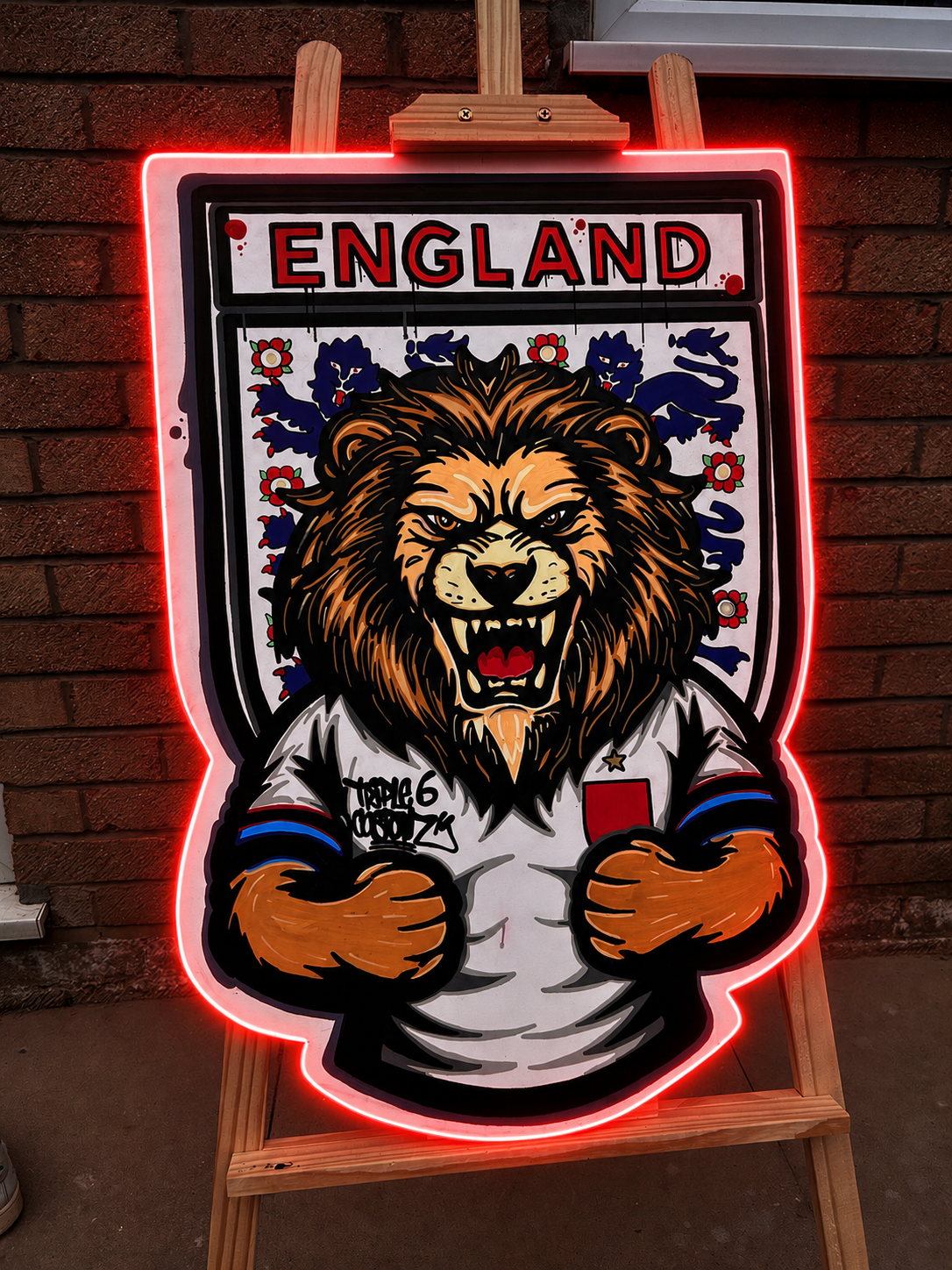 England lion football neon sign
