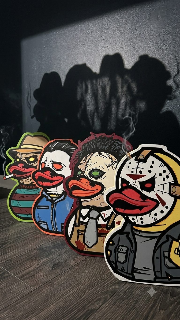 Collection of horror duck artworks